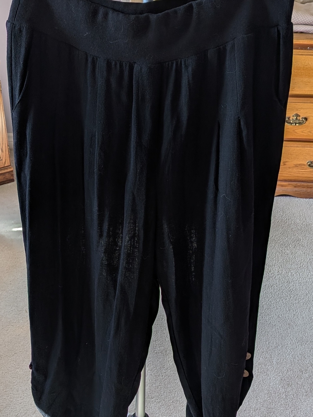 Navy Ankle Cropped Women's Pants - Classic Comfort- 35% Linen 60%Cotton